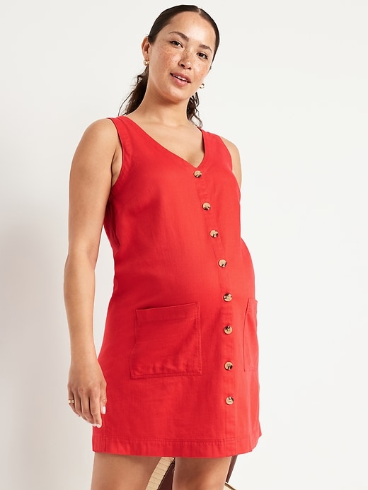 Image number 7 showing, Maternity Sleeveless Jean Mini Dress