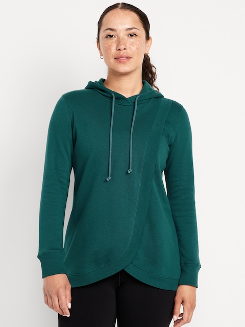 Maternity Cross-Front Nursing Pullover Hoodie - Jet Stream