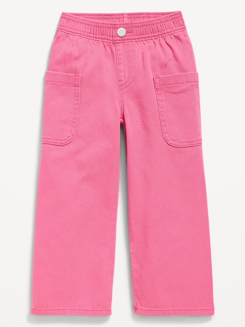 High-Waisted Baggy Wide-Leg Pull-On Pants for Toddler Girls - Pink
