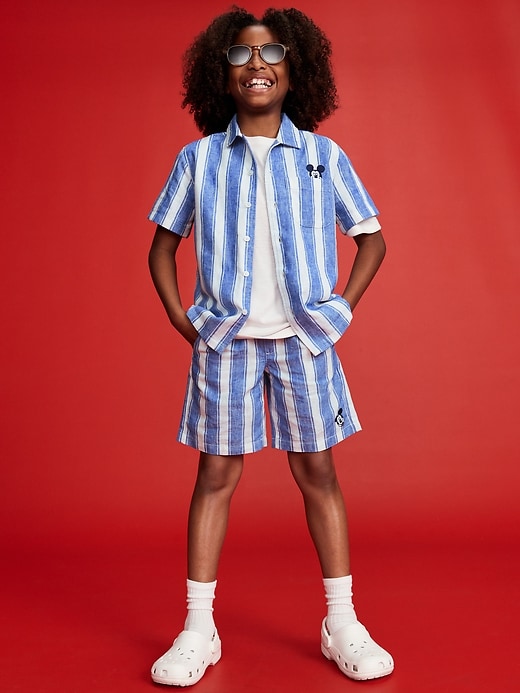 View large product image 1 of 6. Old Navy x Disney© Mickey Mouse Linen-Blend Pocket Shirt for Boys