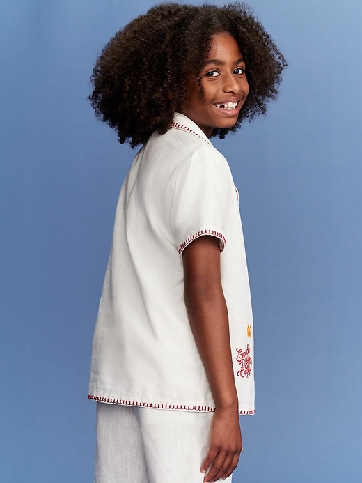 View large product image 2 of 7. Old Navy x Disney© Linen-Blend Embroidered Pocket Shirt for Boys