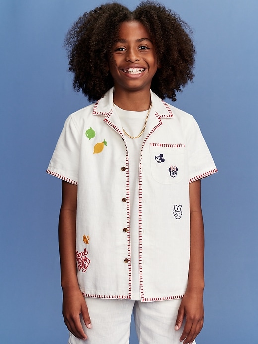 Image number 3 showing, Old Navy x Disney© Linen-Blend Embroidered Pocket Shirt for Boys
