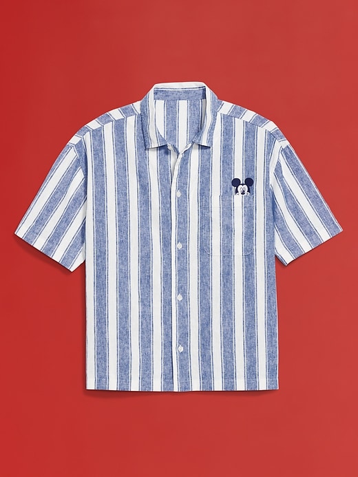Image number 4 showing, Old Navy x Disney© Mickey Mouse Linen-Blend Cropped Utility Shirt