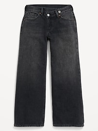 L'image numéro 4 présente Jean à ceinture croisée coupe très généreuse à jambe large pour fille