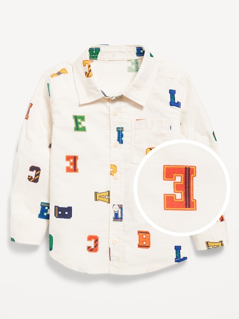 Chemise oxford à manches longues à motif pour tout-petit garçon