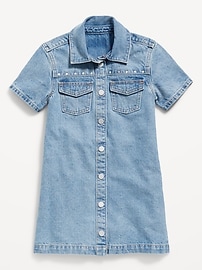 View large product image 3 of 4. Studded Pocket Jean Shirt Dress for Girls