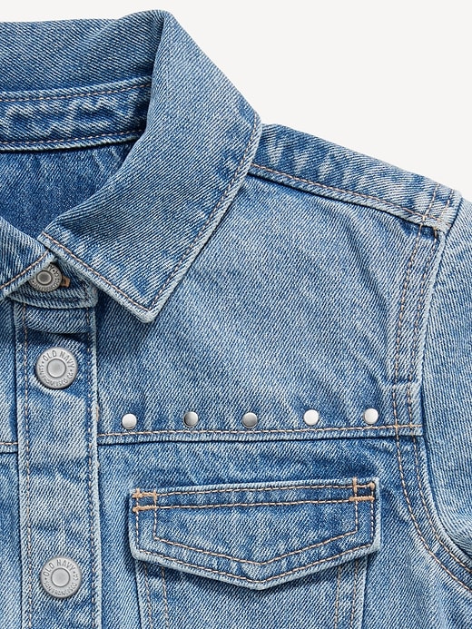 L'image numéro 4 présente Robe chemisier en denim à poches et à clous décoratifs pour fille