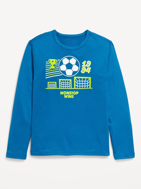 T-shirt Performance NuageSport à imprimé et à manches longues pour garçon - Bleu