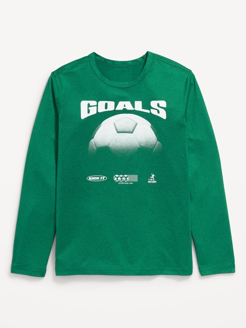 T-shirt Performance NuageSport à imprimé et à manches longues pour garçon - Vert