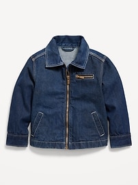 L'image numéro 1 présente Manteau de travail en denim à glissière pleine longueur pour tout-petit garçon