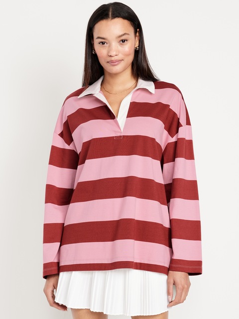 Oversized Rugby Polo - Pink