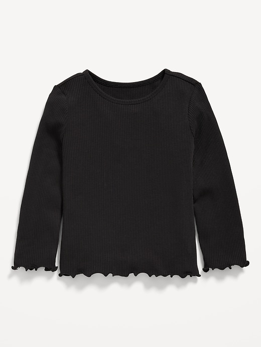 View large product image 1 of 1. Fitted Long-Sleeve Ribbed T-Shirt for Toddler Girls