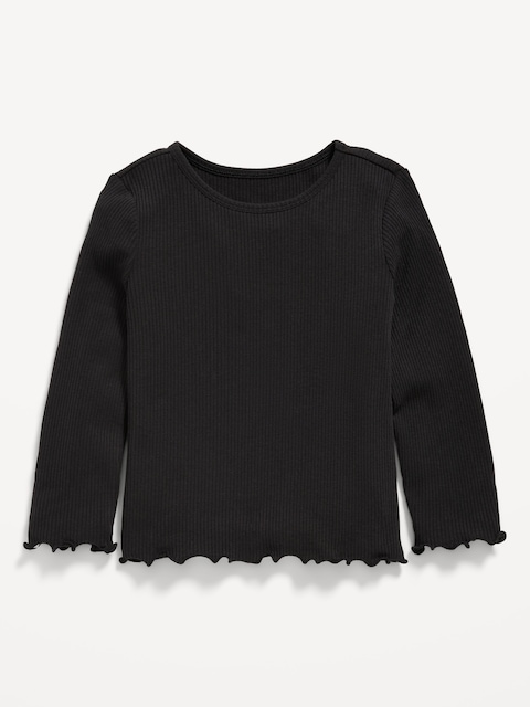Fitted Long-Sleeve Ribbed T-Shirt for Toddler Girls