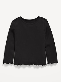 Image number 1 showing, Fitted Long-Sleeve Ribbed T-Shirt for Toddler Girls