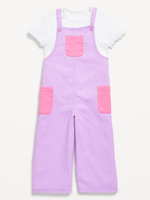 View large product image 1 of 3. Short-Sleeve T-Shirt and Pocket Jumpsuit Set for Toddler Girls