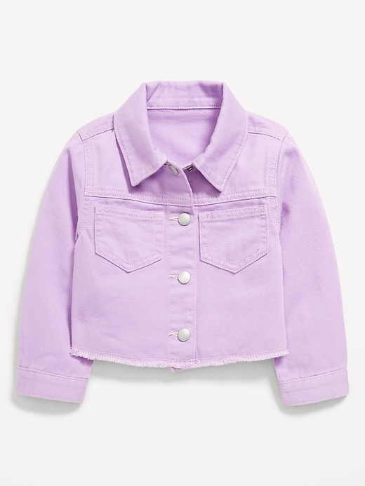View large product image 1 of 1. Cropped Twill Flower-Back Jacket for Toddler Girls