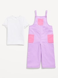 View large product image 3 of 3. Short-Sleeve T-Shirt and Pocket Jumpsuit Set for Toddler Girls