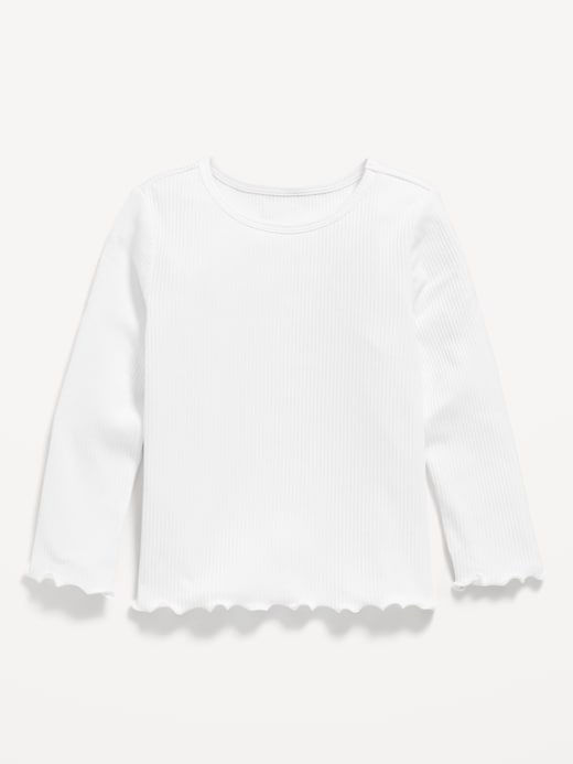 View large product image 1 of 1. Fitted Long-Sleeve Ribbed T-Shirt for Toddler Girls