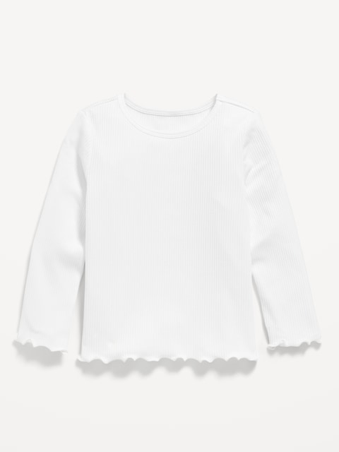 Fitted Long-Sleeve Ribbed T-Shirt for Toddler Girls