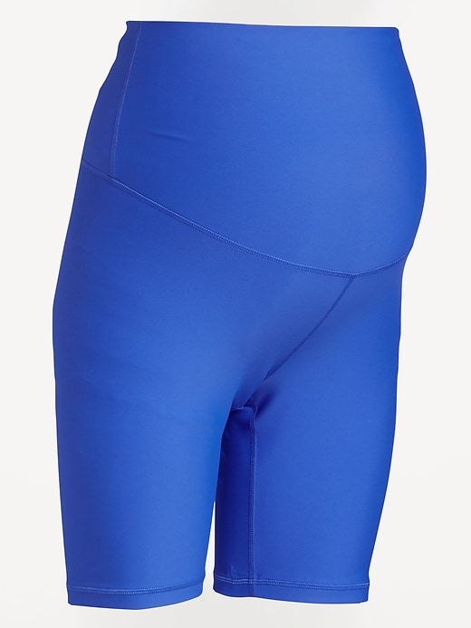 Image number 1 showing, Maternity Full Panel PowerSoft Biker Shorts -- 8-inch inseam