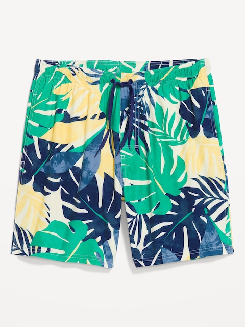 Printed Swim Trunks -- 7-inch inseam - Blue Palm