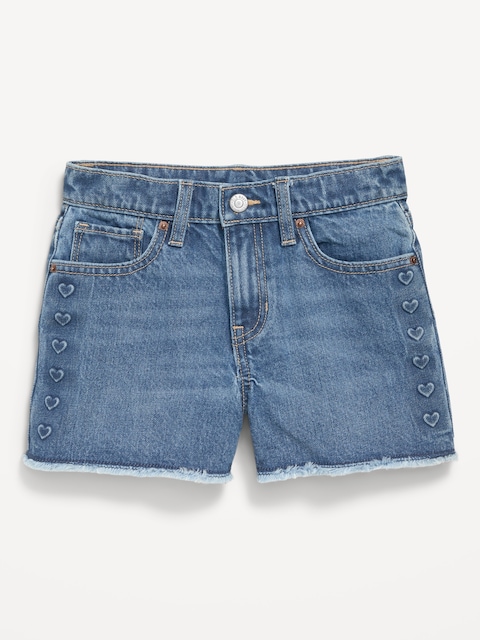 High-Waisted Frayed-Hem Jean Shorts for Girls