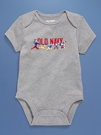 View large product image 4 of 5. Old Navy x Disney© Short-Sleeve Flag Logo-Graphic Bodysuit for Baby