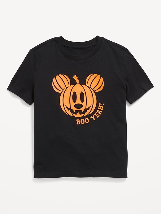 View large product image 1 of 2. Disney© Pumpkin Mickey Mouse Gender-Neutral Graphic T-Shirt for Kids