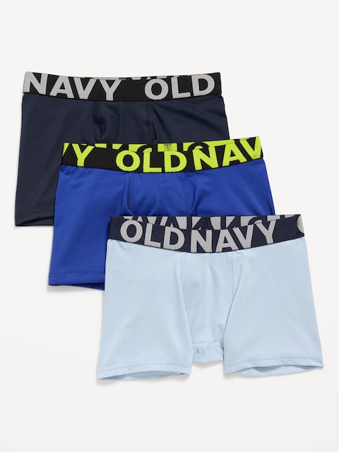 Go-Dry Boxer-Briefs Performance Underwear 3-Pack for Boys - Blue