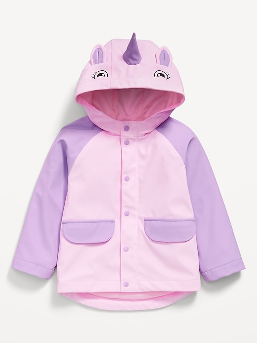 View large product image 2 of 3. Water-Resistant Critter Hooded Jacket for Toddler Girls