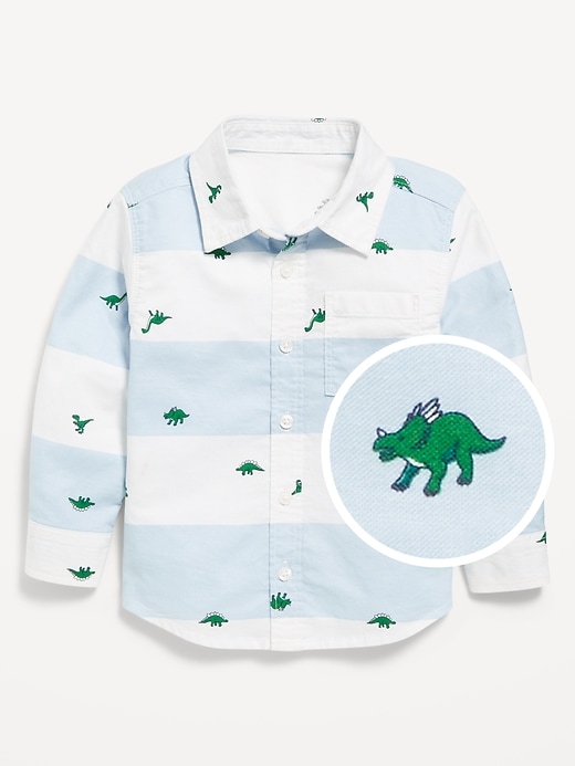 View large product image 1 of 1. Printed Long-Sleeve Oxford Shirt for Toddler Boys