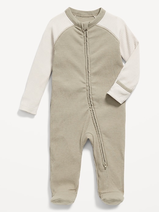 View large product image 1 of 2. Ribbed 2-Way-Zip Sleep & Play Footed One-Piece for Baby