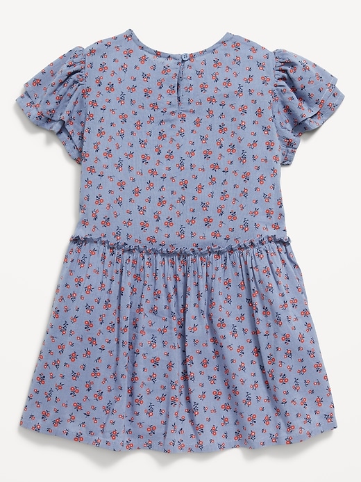 View large product image 2 of 2. Printed Short-Sleeve Ruffled Bow Dress for Toddler Girls