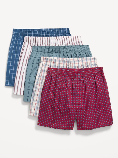 5-Pack Soft-Washed Boxer Shorts -- 3.75-inch inseam - Blue