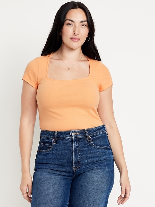 Image number 4 showing, Ribbed Square-Neck T-Shirt