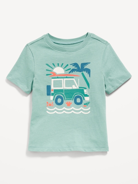 T-shirt à manches courtes à imprimé unisexe pour tout-petit - Bleu