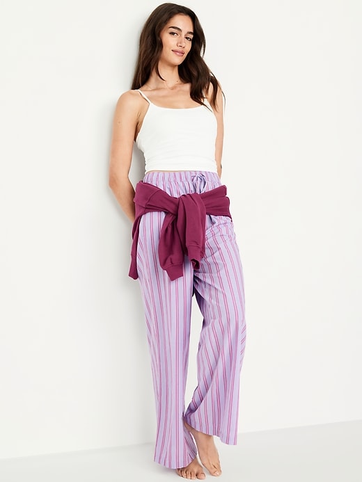 Image number 3 showing, Poplin Wide-Leg Pajama Pants