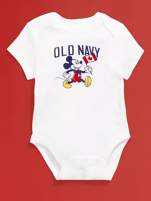 View large product image 2 of 5. Old Navy x Disney© Mickey Mouse Short-Sleeve Flag Logo-Graphic Bodysuit for Baby