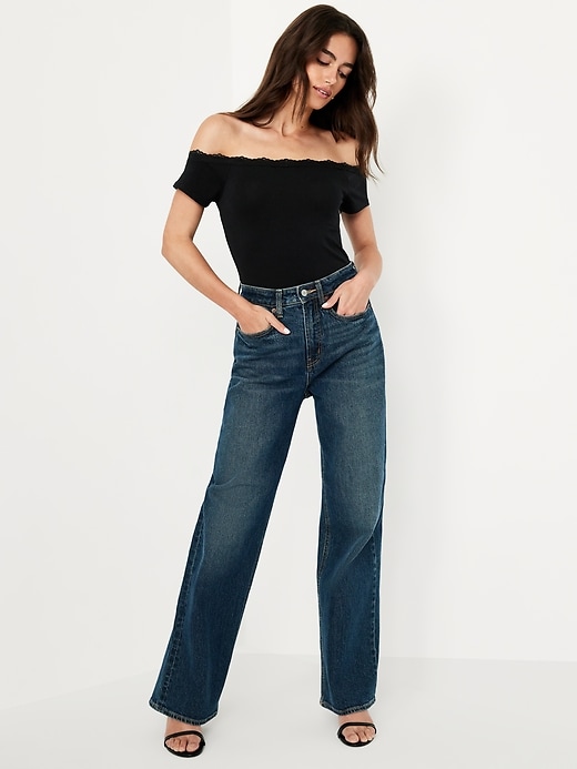Image number 3 showing, Off-Shoulder Lace-Trim Top