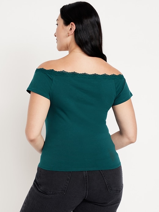 Image number 5 showing, Off-Shoulder Lace-Trim Top