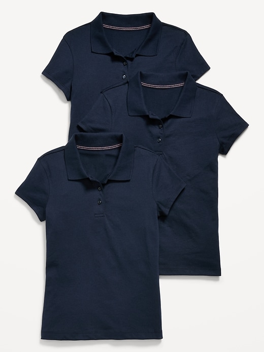 View large product image 1 of 1. School Uniform Jersey-Knit Polo Shirt 3-Pack for Girls