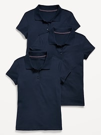 Image number 1 showing, School Uniform Jersey-Knit Polo Shirt 3-Pack for Girls