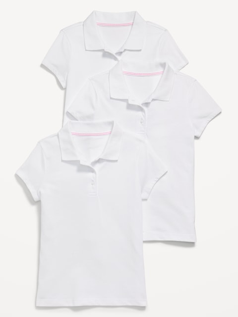 Polo d’uniforme scolaire en tricot de jersey pour fille (paquet de 3)