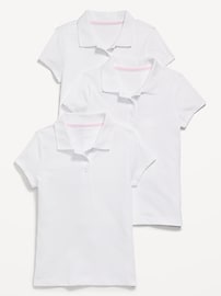 Image number 1 showing, School Uniform Jersey-Knit Polo Shirt 3-Pack for Girls