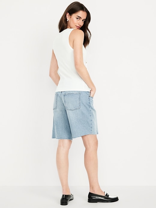 Image number 3 showing, Mid-Rise Baggy Jean Bermuda Shorts -- 9-inch inseam