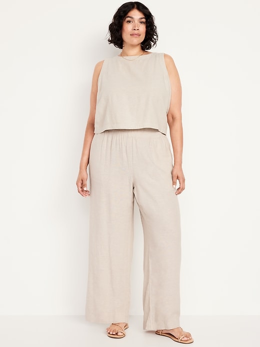 Image number 6 showing, High-Waisted Linen-Blend Wide-Leg Pants