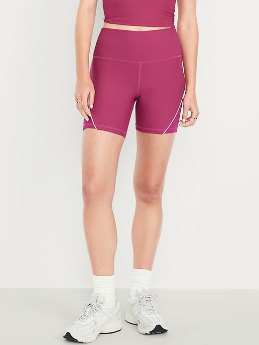 Image number 1 showing, High-Waisted PowerSoft Biker Shorts -- 6-inch inseam