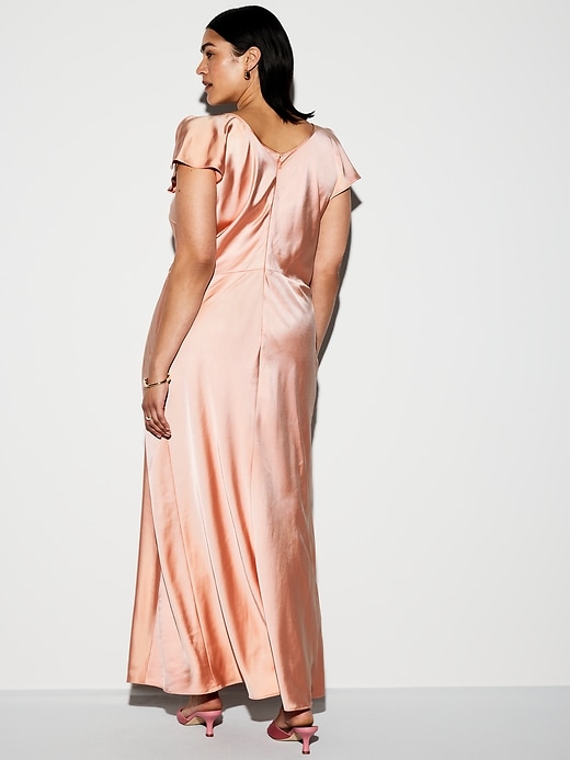 Image number 10 showing, The Occasion by Old Navy Flutter-Sleeve Keyhole Satin Maxi Dress