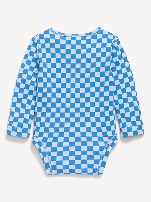 View large product image 2 of 3. Printed Long-Sleeve Henley Bodysuit for Baby