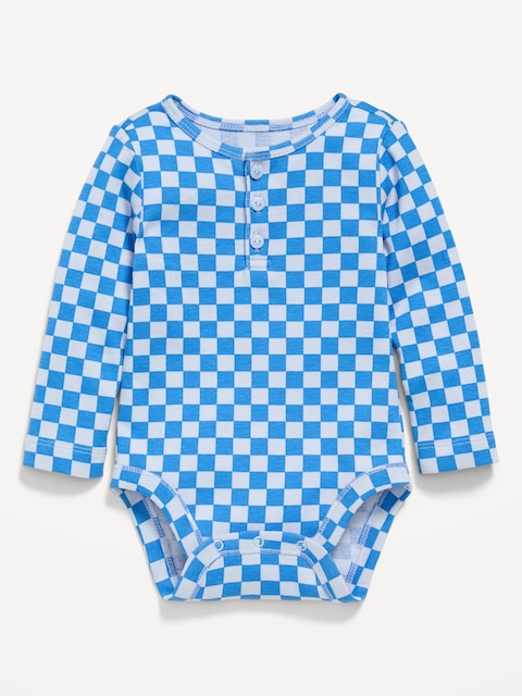 Cache-couche henley à manches longues et à motif pour bébé - Multi